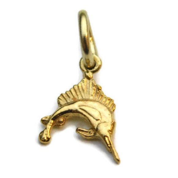 Sail Fish 14k Yellow Gold Charm pendant